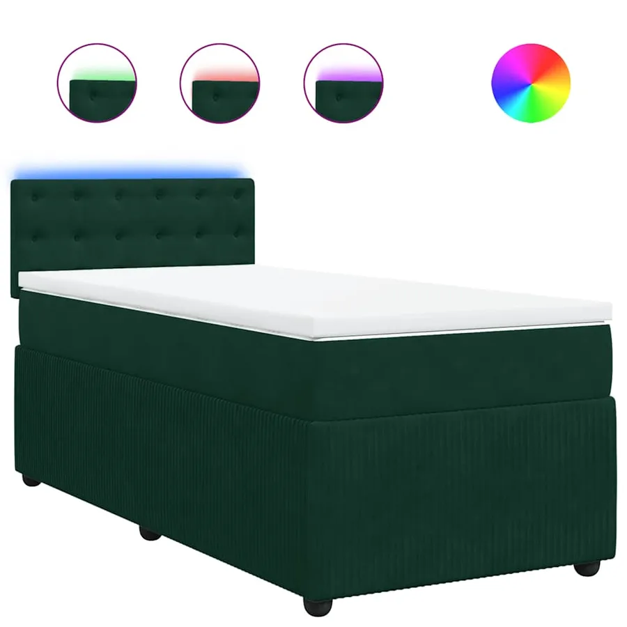 Sommier à lattes de lit et matelas Vert foncé 80x200 cm Velours - 2