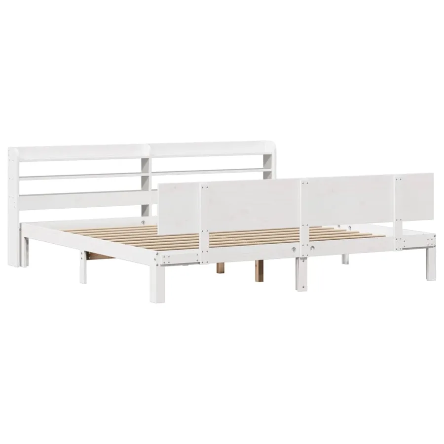 Cadre de lit avec tête de lit sans matelas blanc 200x200 cm - 3