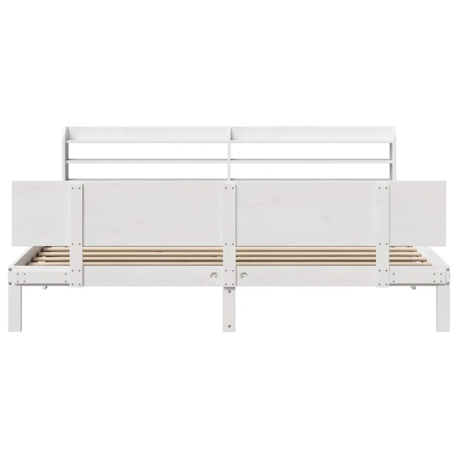 Cadre de lit avec tête de lit sans matelas blanc 200x200 cm - 4