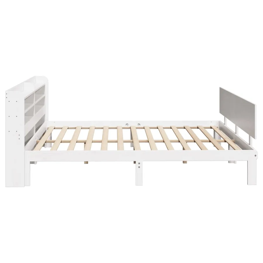 Cadre de lit avec tête de lit sans matelas blanc 200x200 cm - 5