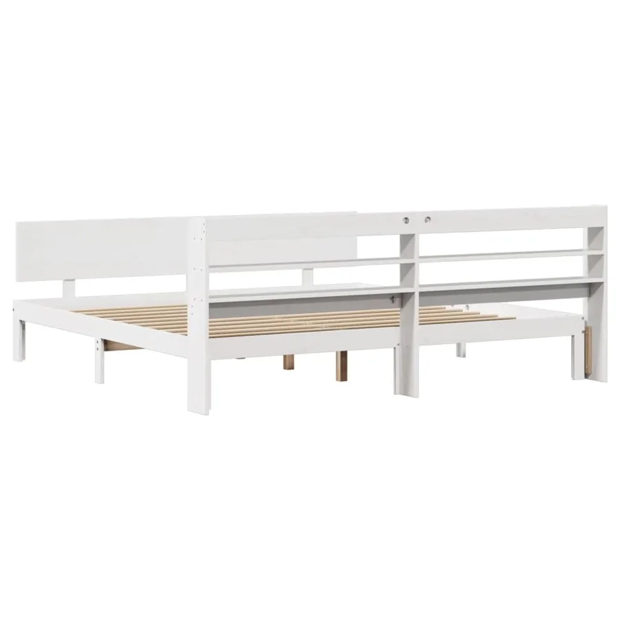 Cadre de lit avec tête de lit sans matelas blanc 200x200 cm - 6