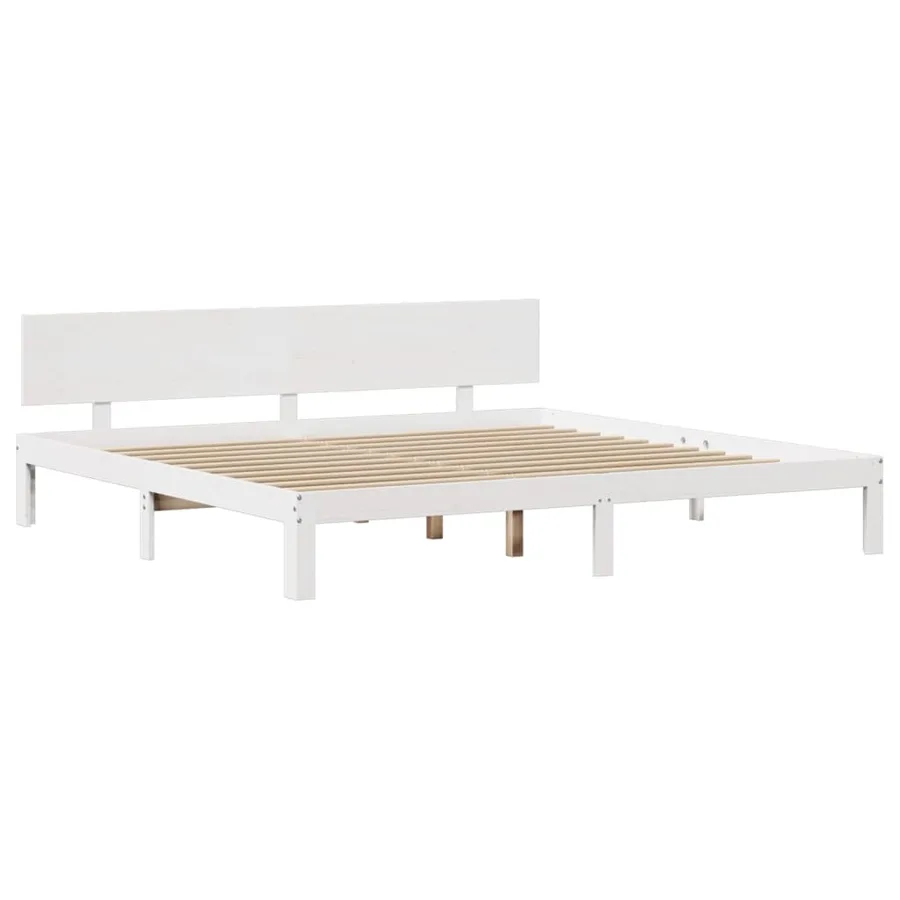 Cadre de lit avec tête de lit sans matelas blanc 200x200 cm - 7
