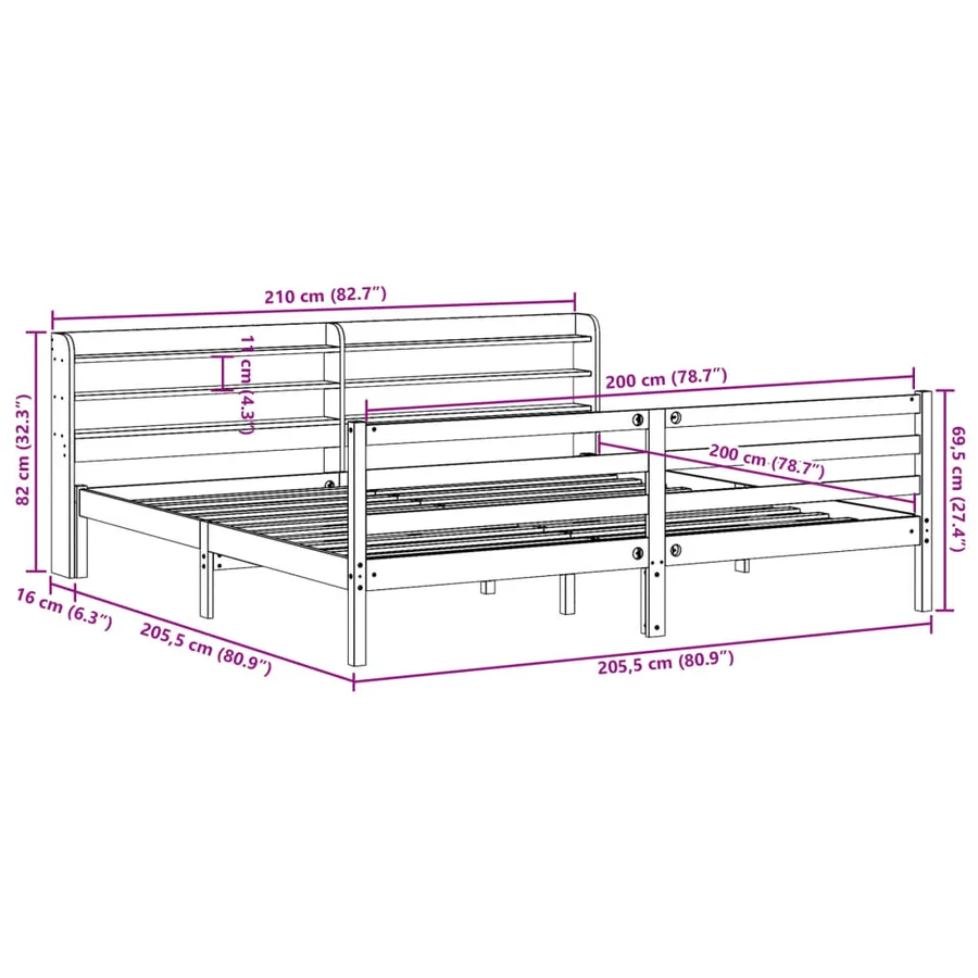 Cadre de lit avec tête de lit sans matelas blanc 200x200 cm - 12
