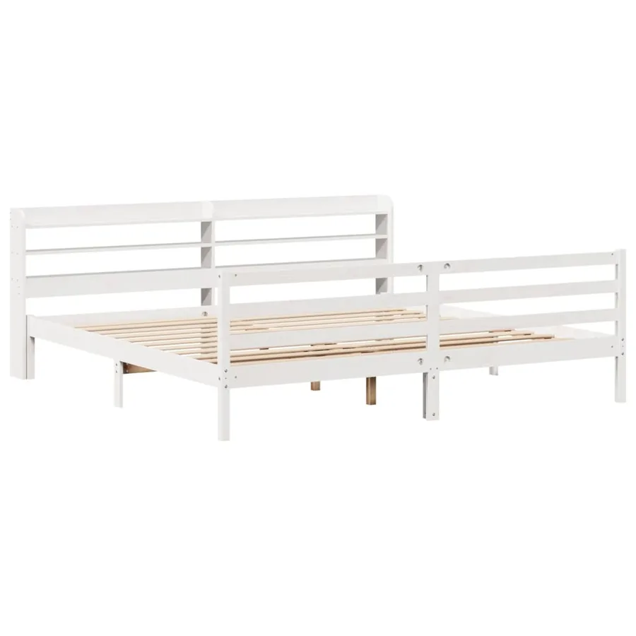 Cadre de lit avec tête de lit sans matelas blanc 200x200 cm - 3