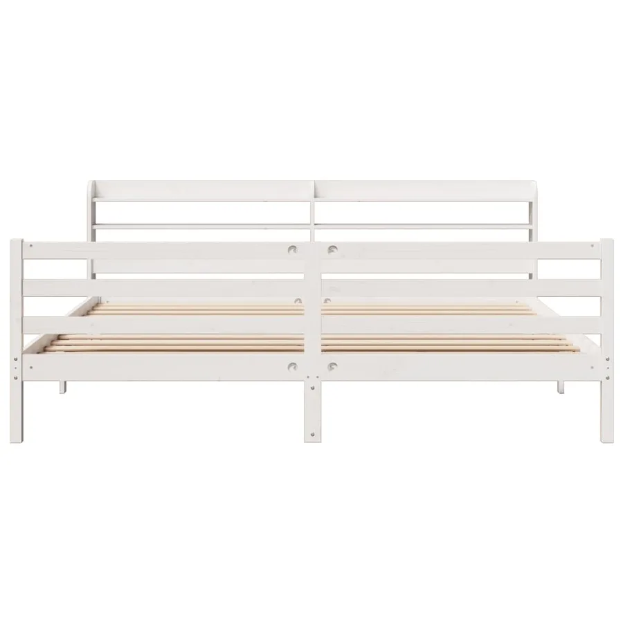Cadre de lit avec tête de lit sans matelas blanc 200x200 cm - 4