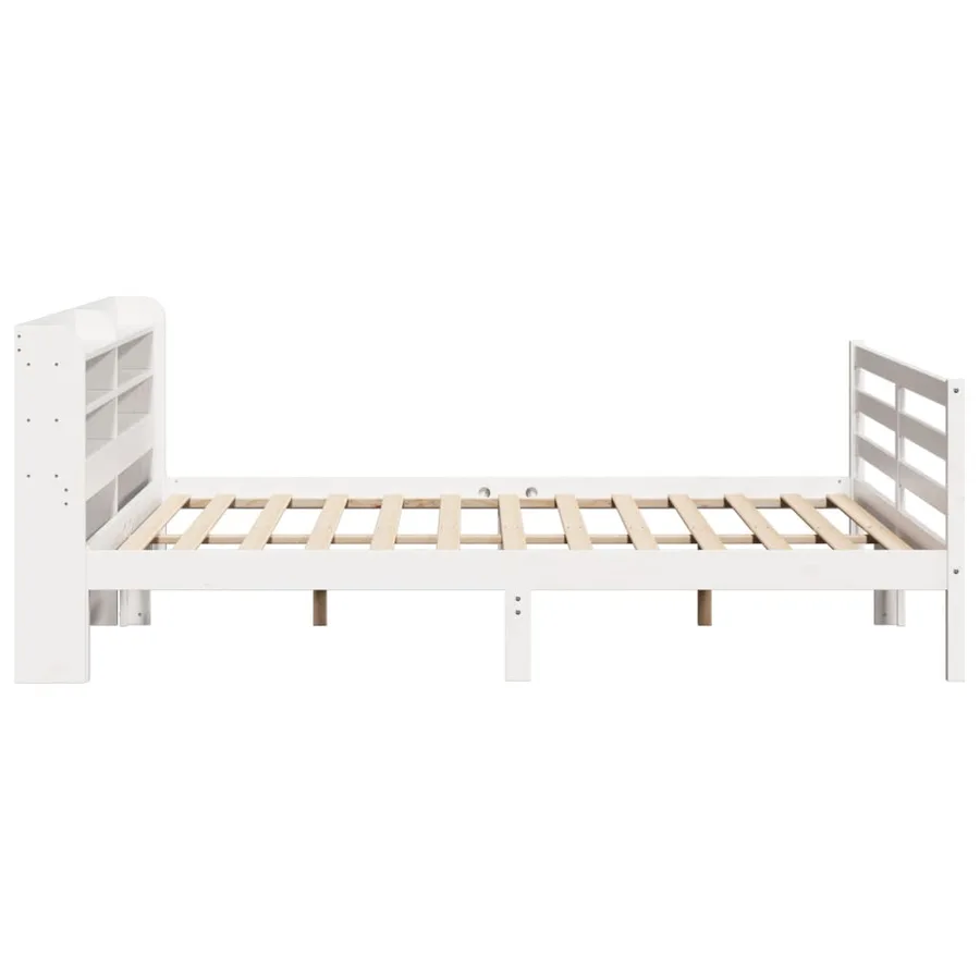 Cadre de lit avec tête de lit sans matelas blanc 200x200 cm - 5