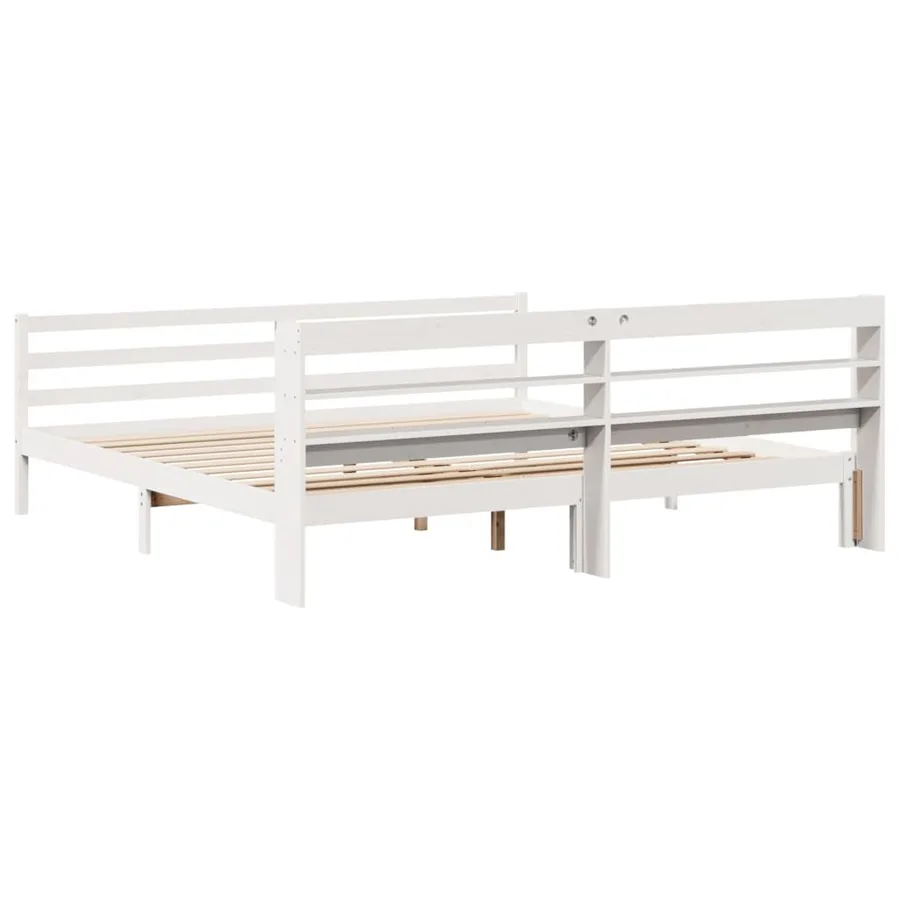Cadre de lit avec tête de lit sans matelas blanc 200x200 cm - 6