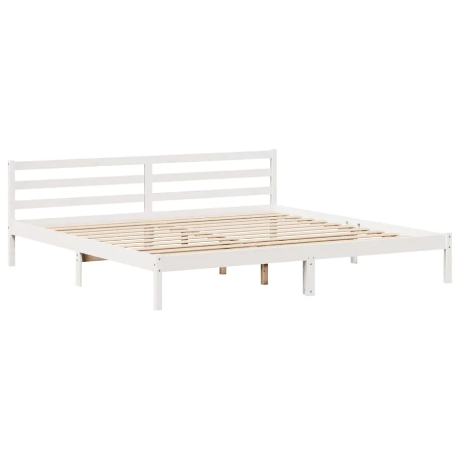 Cadre de lit avec tête de lit sans matelas blanc 200x200 cm - 8