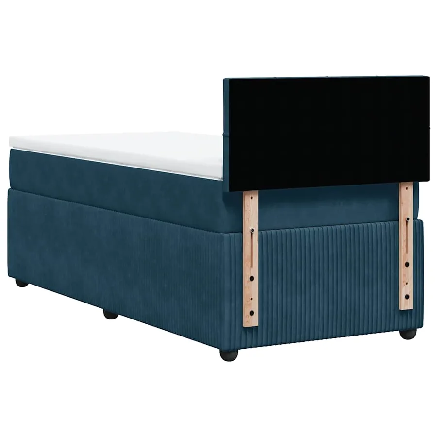 Sommier à lattes de lit avec matelas bleu 80x200 cm velours - 10
