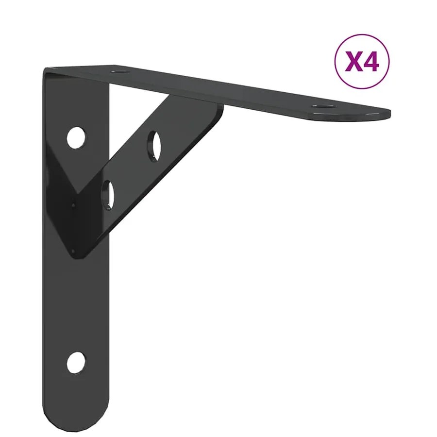 Supports d'étagères 4 pcs 20x2,5x14 cm noir acier inoxydable - 2