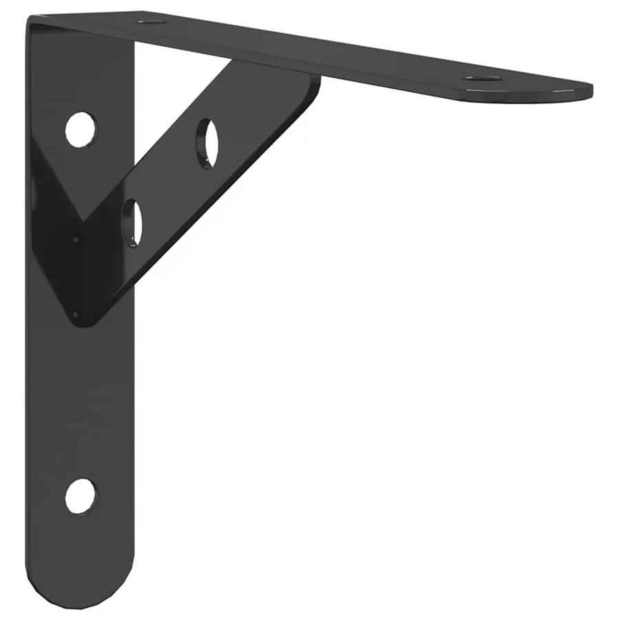Supports d'étagères 4 pcs 20x2,5x14 cm noir acier inoxydable - 3
