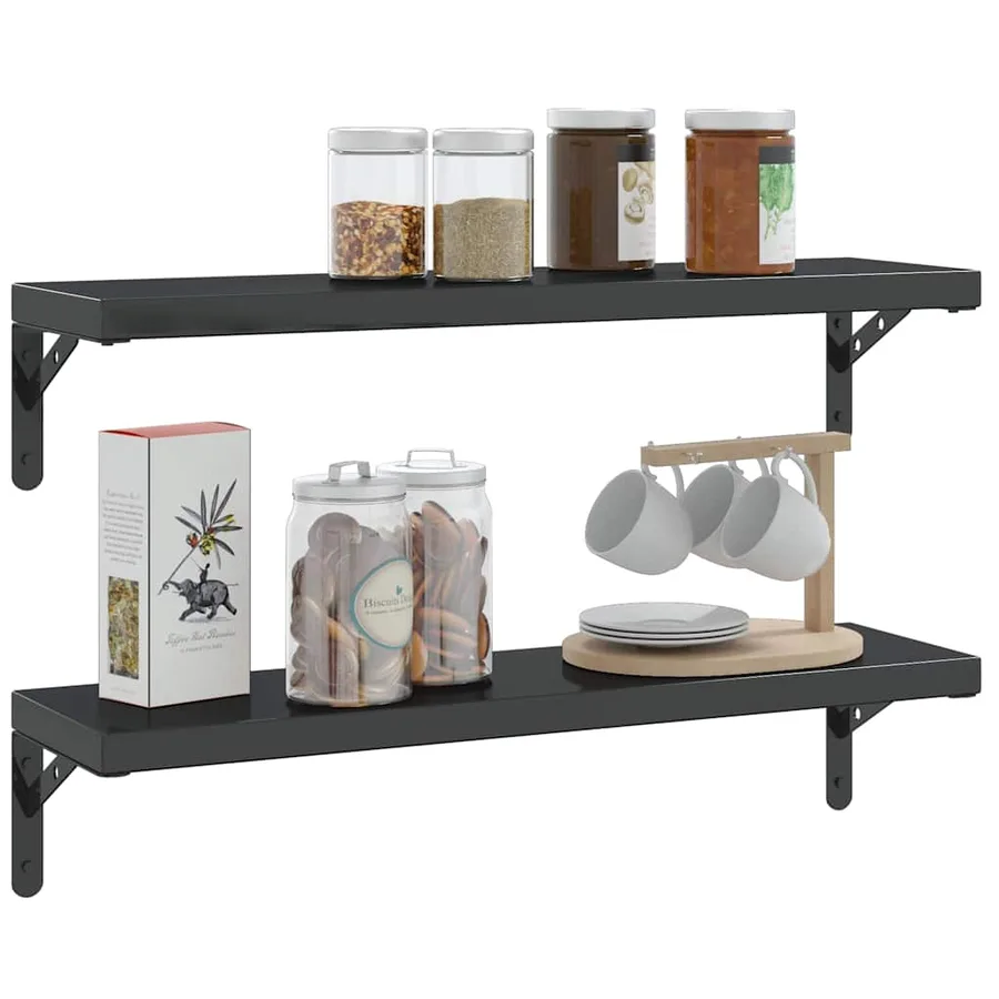 Supports d'étagères 4 pcs 20x2,5x14 cm noir acier inoxydable - 5