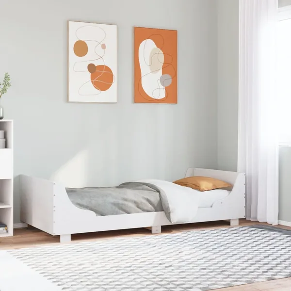Cadre de lit sans matelas blanc 100x200 cm bois de pin massif