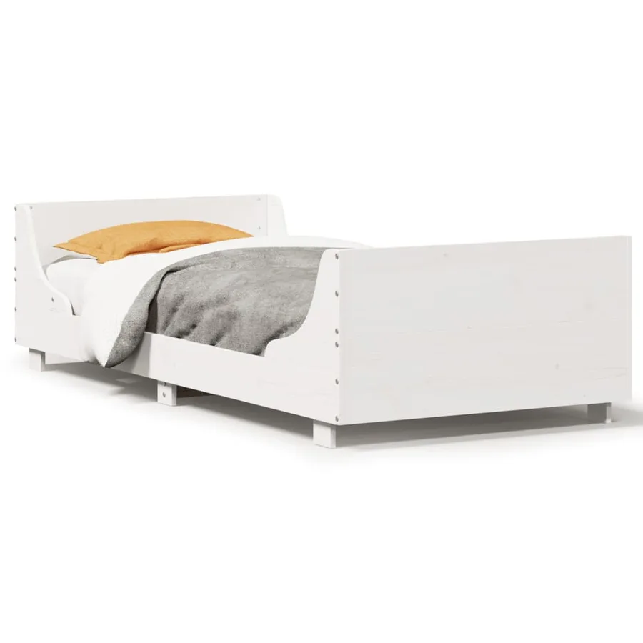 Cadre de lit sans matelas blanc 100x200 cm bois de pin massif - 2