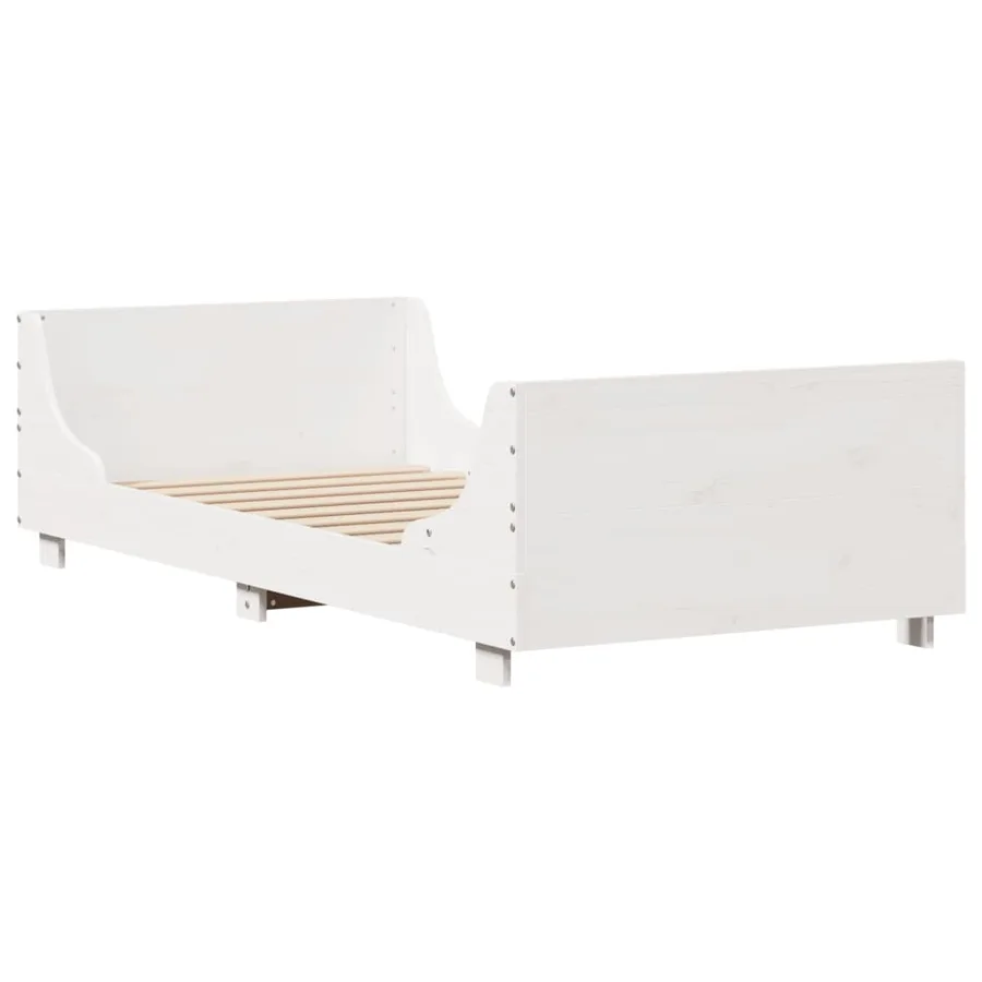 Cadre de lit sans matelas blanc 100x200 cm bois de pin massif - 6