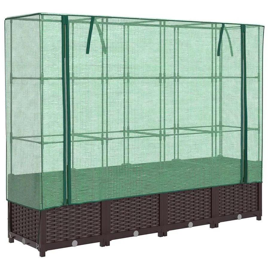 Jardinière surélevée avec housse aspect rotin 160x40x138 cm - 2