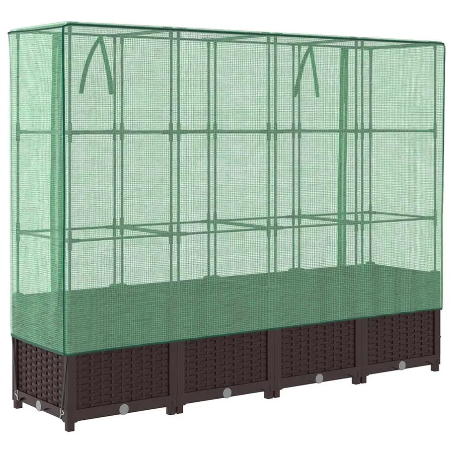 Jardinière surélevée avec housse aspect rotin 160x40x138 cm - 6