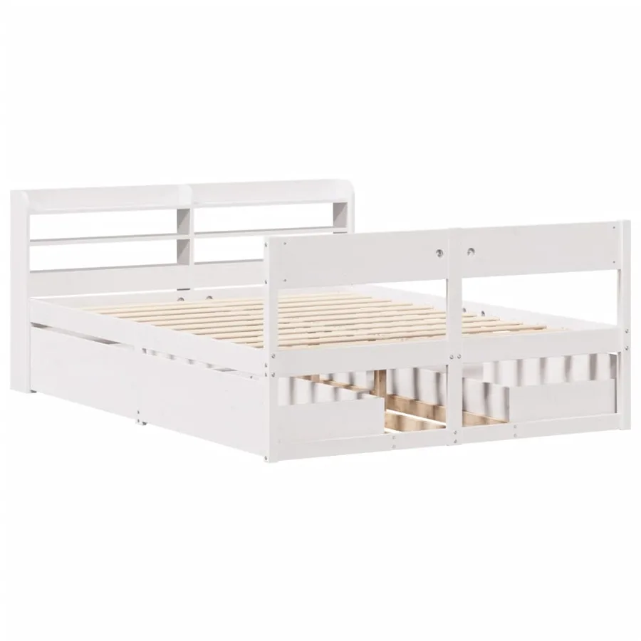 Cadre de lit sans matelas blanc 140x200 cm bois de pin massif - 3