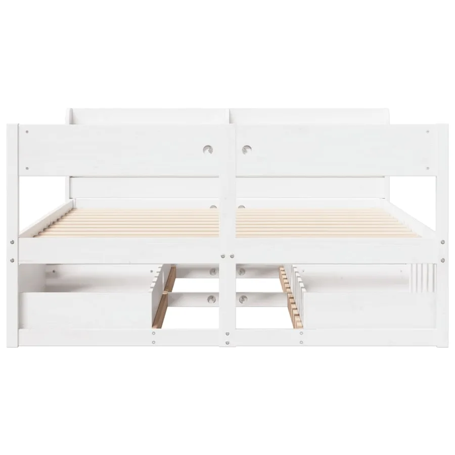Cadre de lit sans matelas blanc 140x200 cm bois de pin massif - 4
