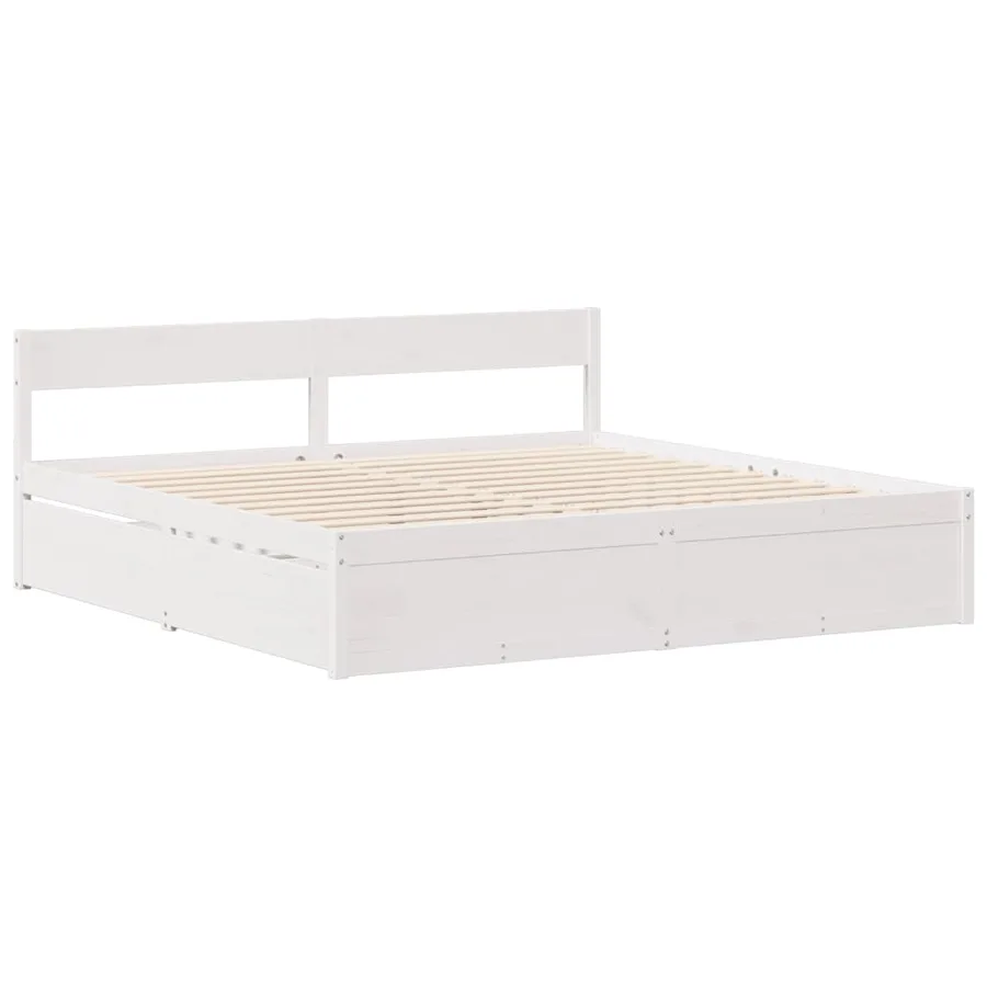 Cadre de lit sans matelas blanc 140x200 cm bois de pin massif - 5