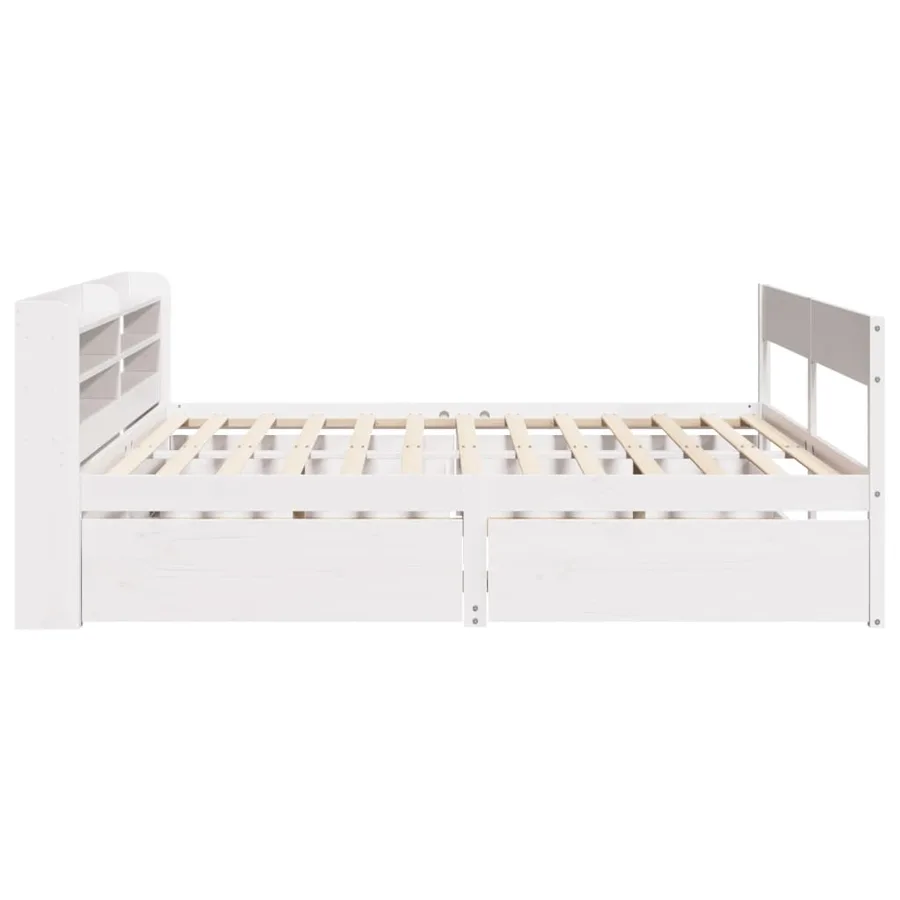 Cadre de lit sans matelas blanc 140x200 cm bois de pin massif - 7