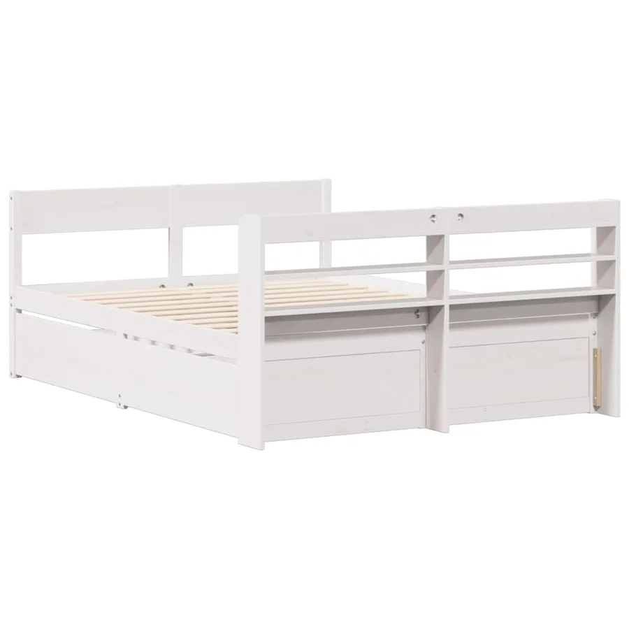 Cadre de lit sans matelas blanc 140x200 cm bois de pin massif - 8