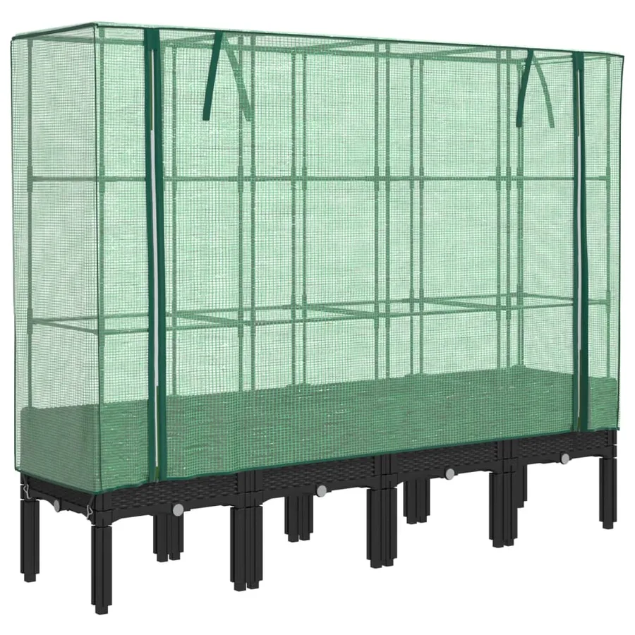 Jardinière surélevée avec housse aspect rotin 160x40x140 cm - 2