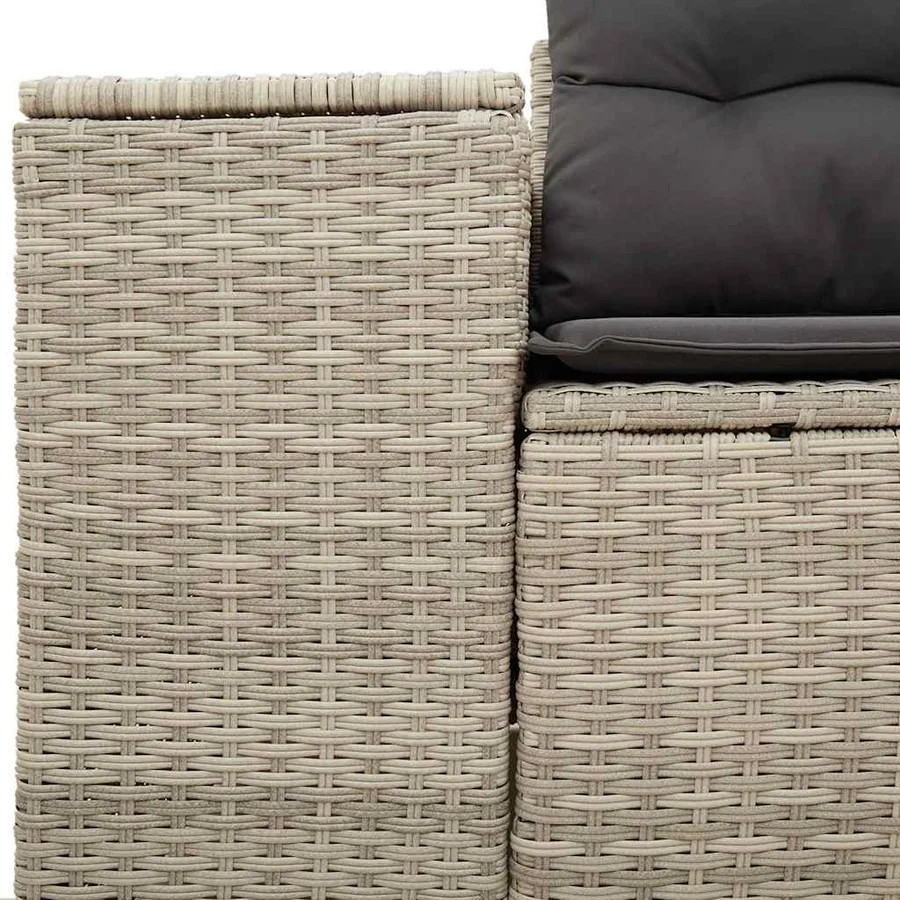 Canapé de jardin 2 places et coussins gris clair résine tressée - 7