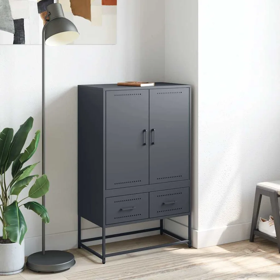 Buffet haut anthracite 68x39x111,5 cm acier - 3
