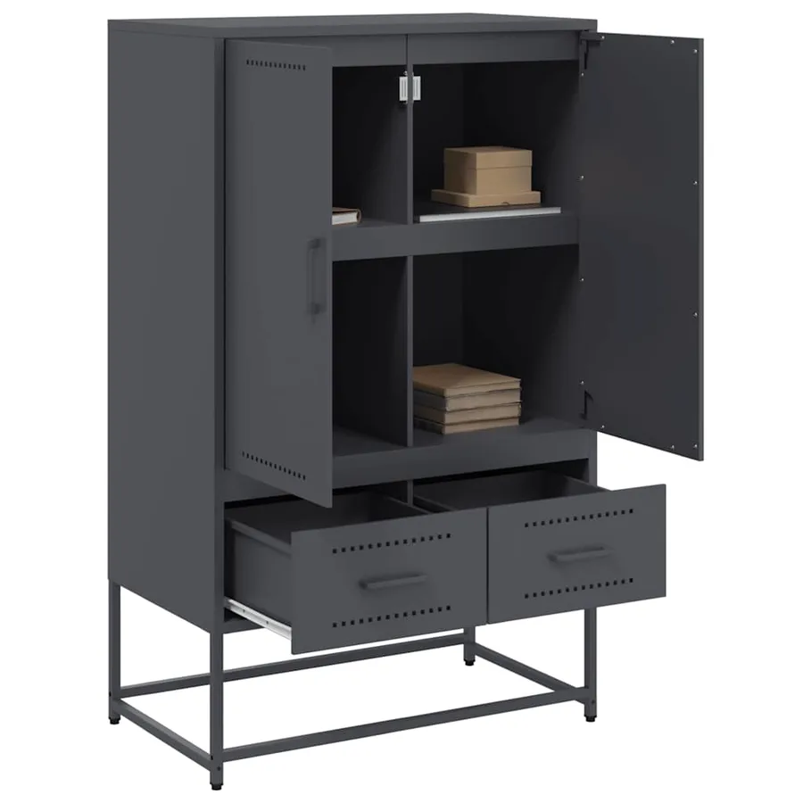Buffet haut anthracite 68x39x111,5 cm acier - 4