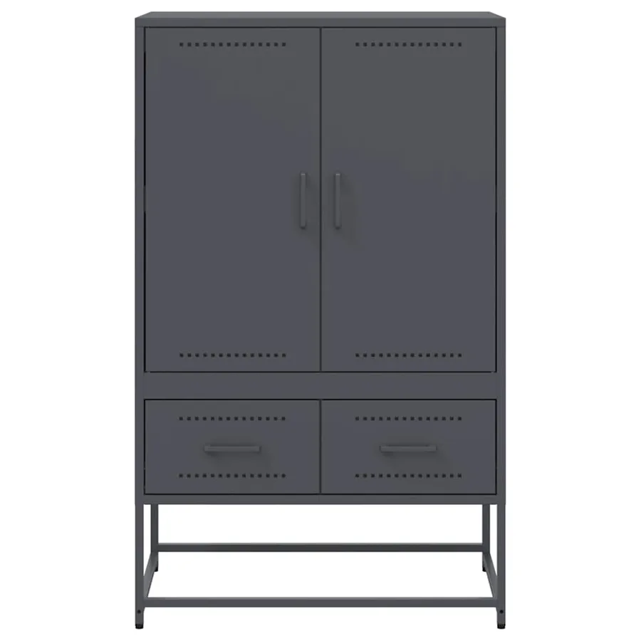 Buffet haut anthracite 68x39x111,5 cm acier - 5