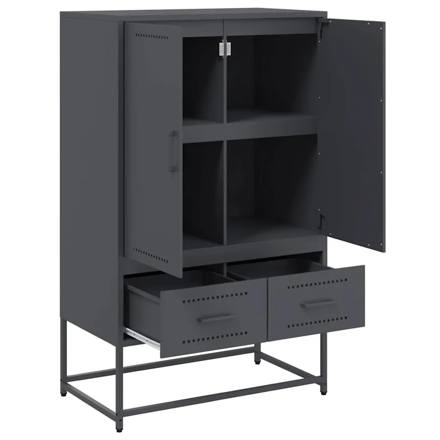 Buffet haut anthracite 68x39x111,5 cm acier - 8