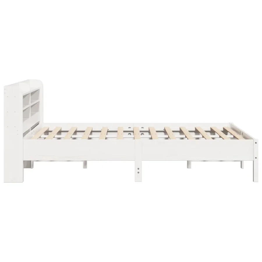 Cadre de lit sans matelas blanc 135x190 cm bois de pin massif - 5