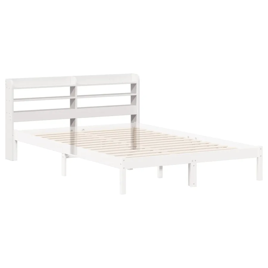 Tête de lit avec étagères blanc 135 cm bois massif de pin - 6
