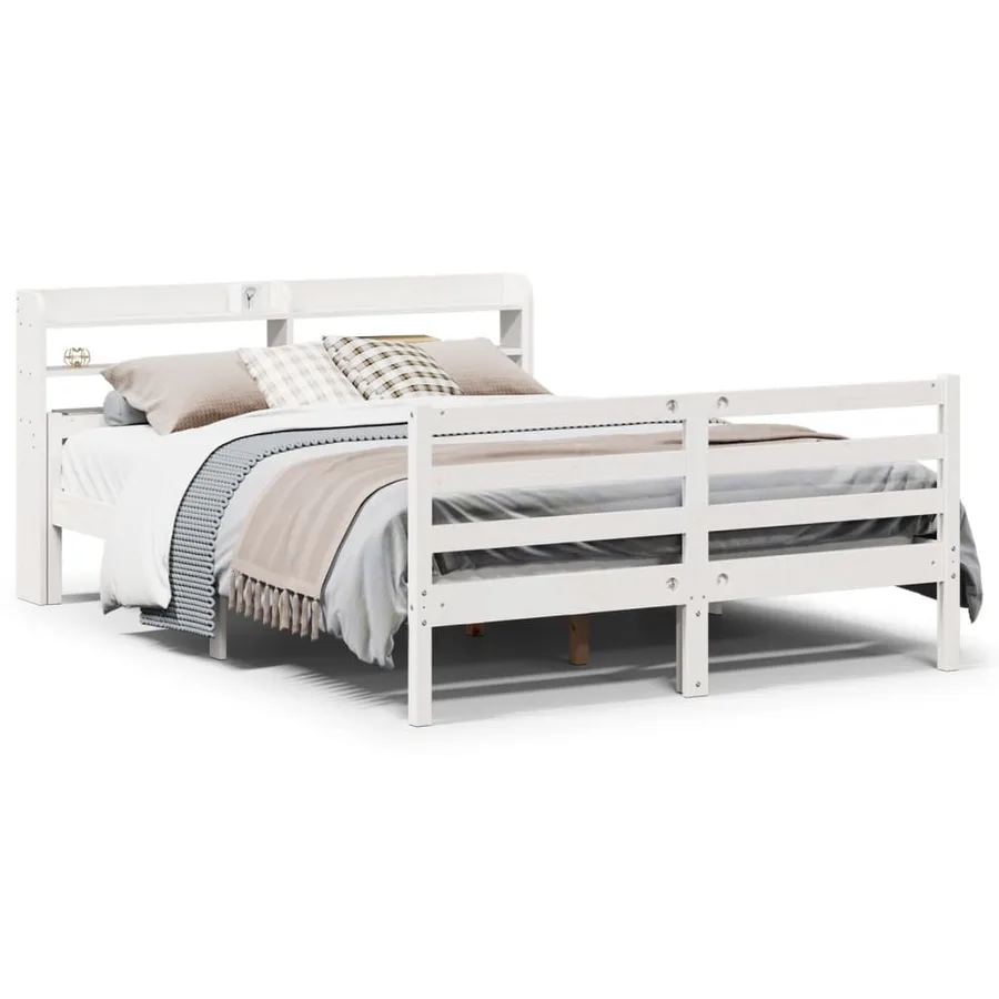 Cadre de lit et tête de lit sans matelas blanc 135x190 cm - 2