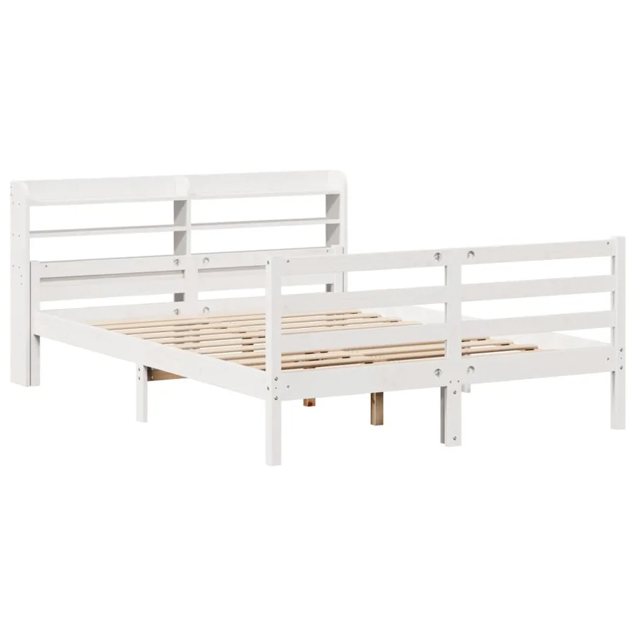 Cadre de lit et tête de lit sans matelas blanc 135x190 cm - 3