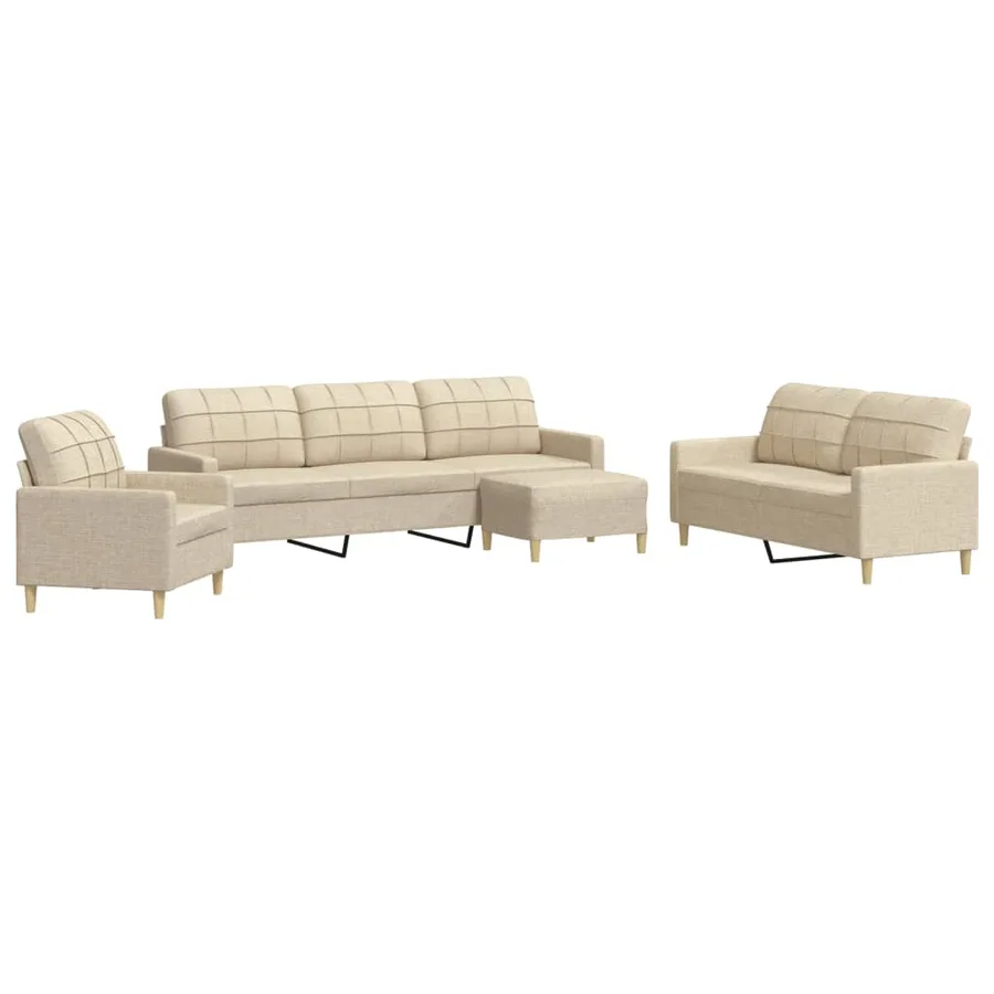 Ensemble de canapés 4 pcs avec repose-pied crème tissu - 2