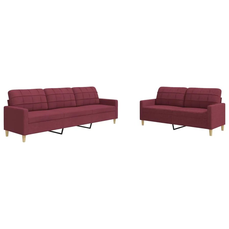 Ensemble de canapés 2 pcs rouge bordeaux tissu - 2