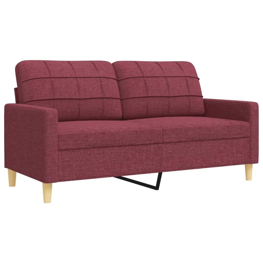Ensemble de canapés 2 pcs rouge bordeaux tissu - 4