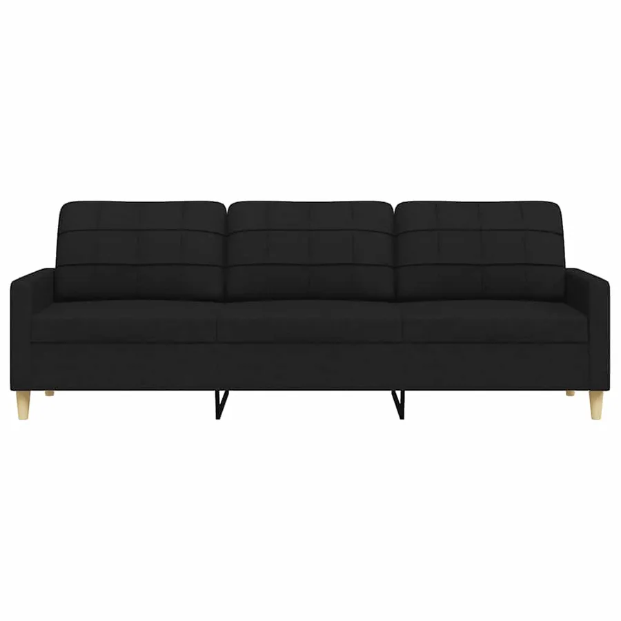 Canapé à 3 places Noir 210 cm Tissu - 4