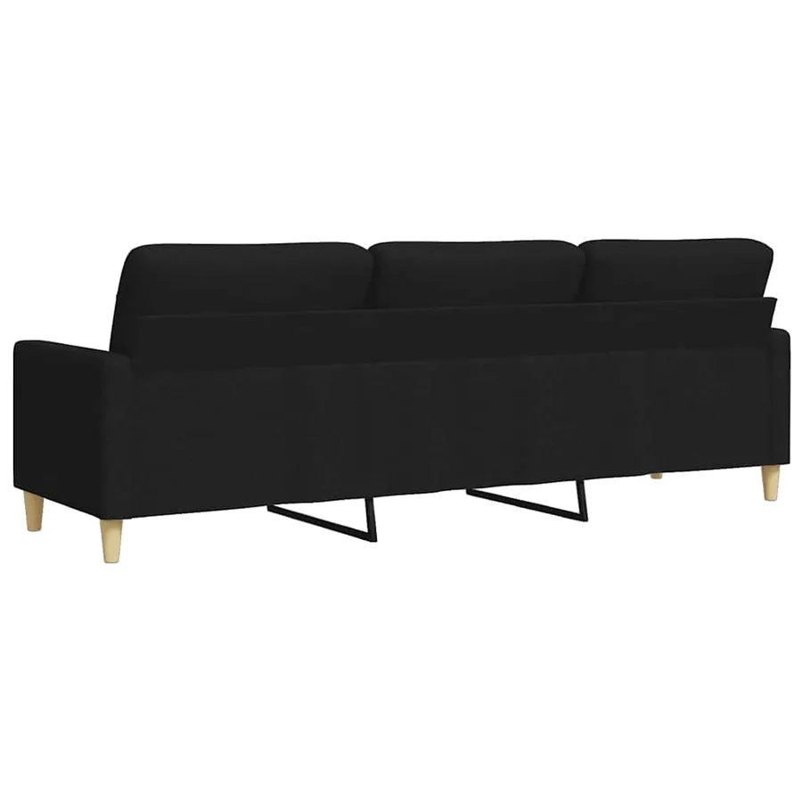 Canapé à 3 places Noir 210 cm Tissu - 6