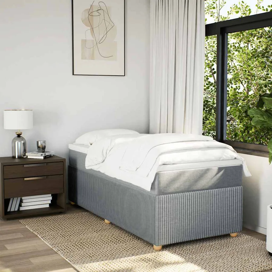 Sommier à lattes de lit et matelas Gris clair 90x190 cm Tissu - 3