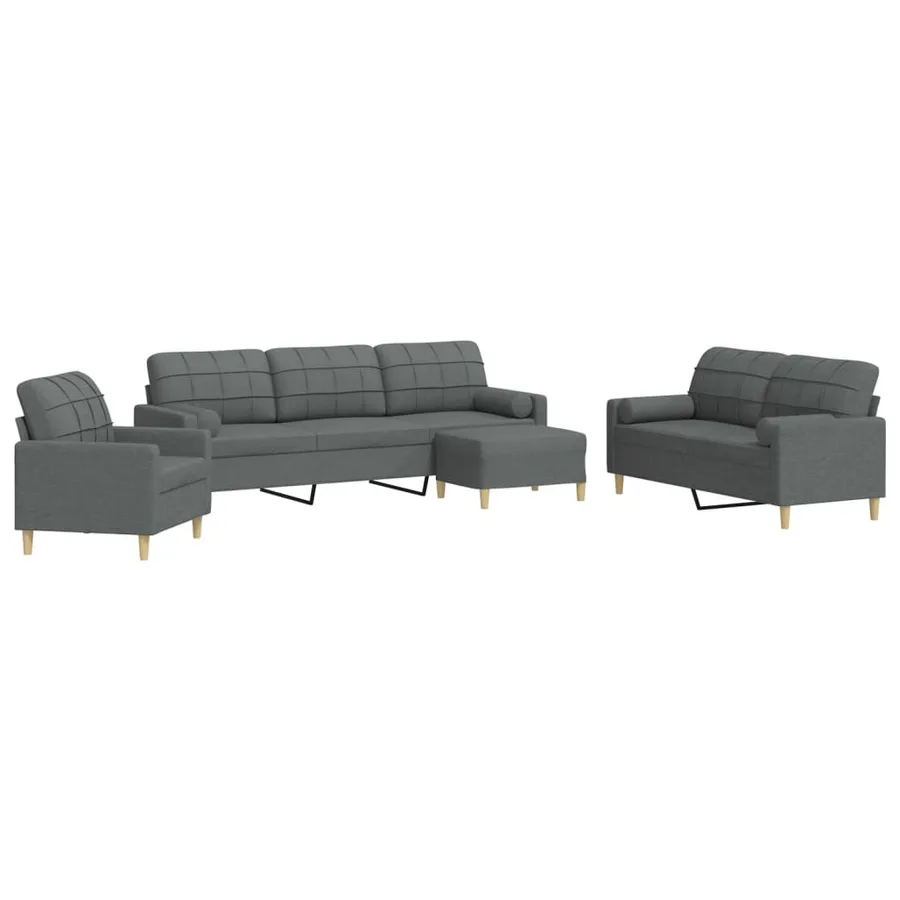 Ensemble de canapés 4 pcs repose-pied et coussins décoratifs - 2