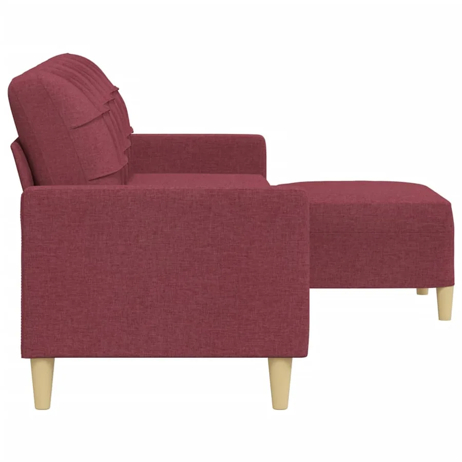 Canapé à 3 places avec repose-pieds Rouge bordeaux 210 cm Tissu - 4