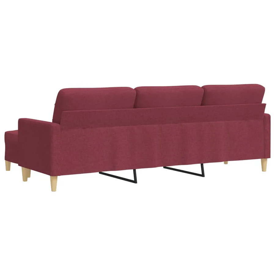 Canapé à 3 places avec repose-pieds Rouge bordeaux 210 cm Tissu - 5