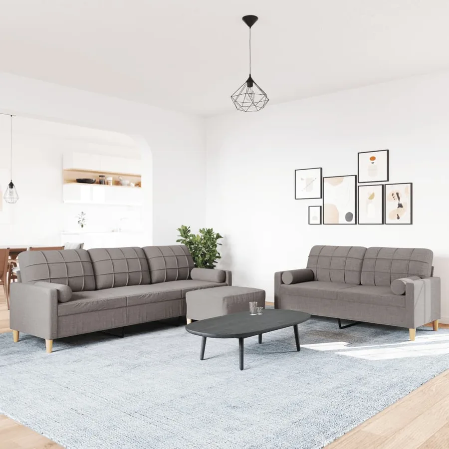 Ensemble de canapés 3 pcs repose-pied et coussins décoratifs - 3