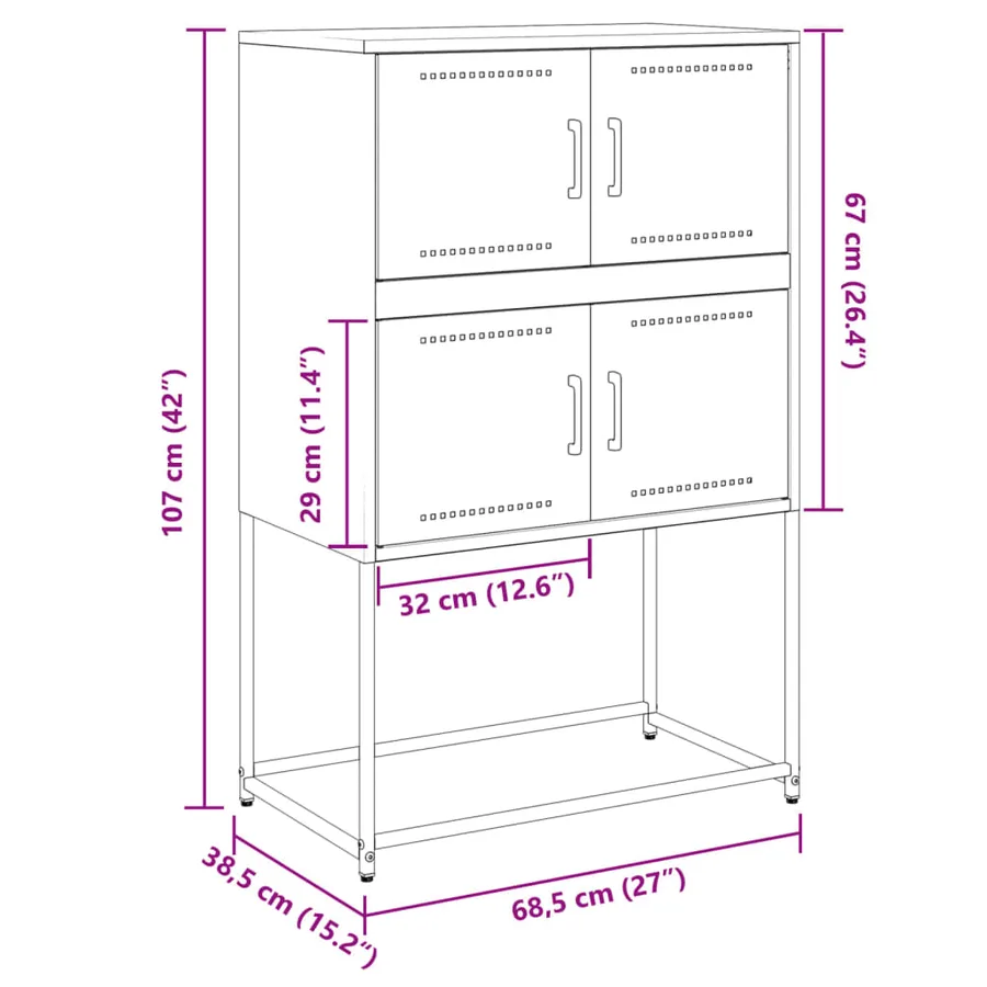 Buffet blanc 68,5x38,5x107 cm acier - 12