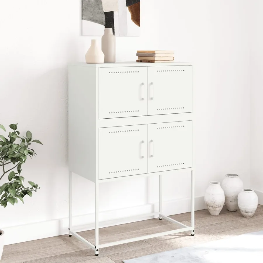 Buffet blanc 68,5x38,5x107 cm acier - 3