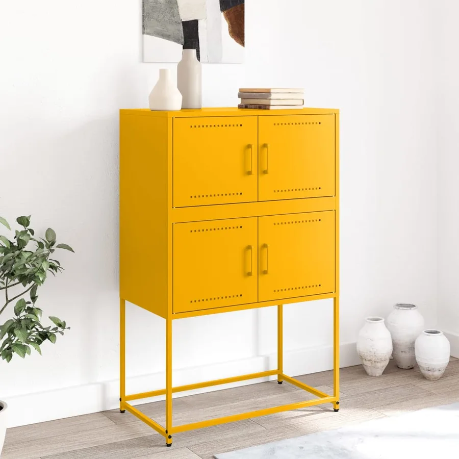 Buffet jaune moutarde 68,5x38,5x107 cm acier - 3