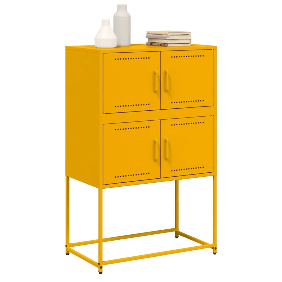 Buffet jaune moutarde 68,5x38,5x107 cm acier - 4